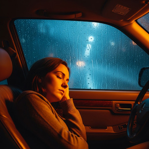 Rain on Car Window at Midnight