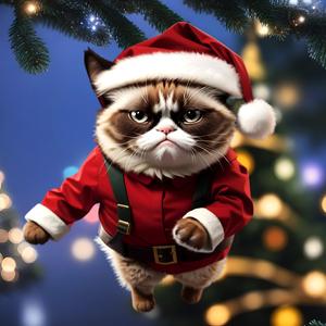 Santa cat is coming to town