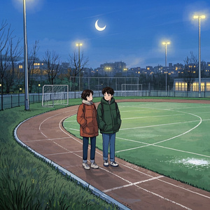 Mond überm Sportplatz