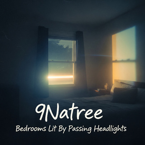 Curtains glow beneath distant motion