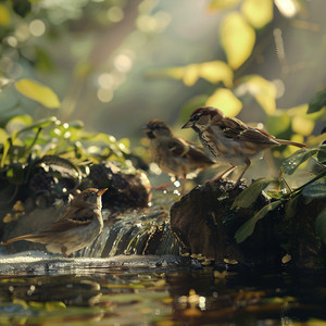 Tranquil Water and Bird Symphony