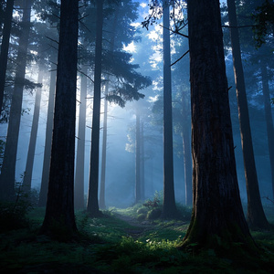 森の夜明け