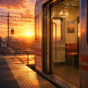 夕焼けの乗車口