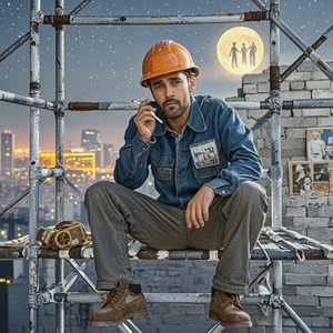 脚手架上的月亮