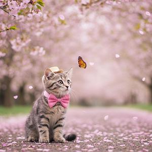 벚꽃바람 속 고양이