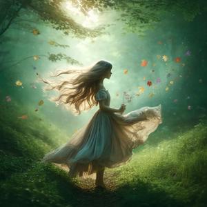 The girl talking with the wind