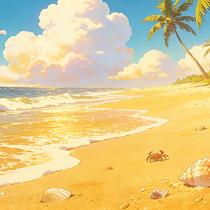 落日海岸的呼吸