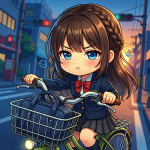 罰金ガールの自転車ブルー