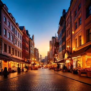 夕暮れの商店街