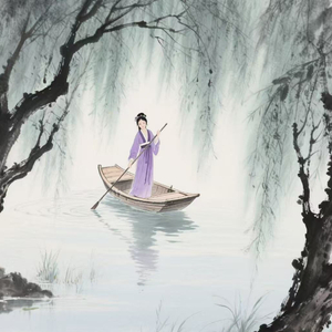 小舟撑出柳荫来