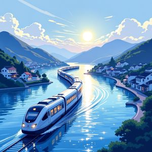 海上列车驶过渔港小村(罗版)