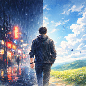 どしゃぶりの町