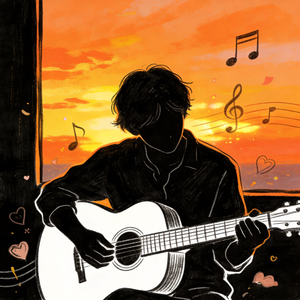 你在忘我地弹吉他