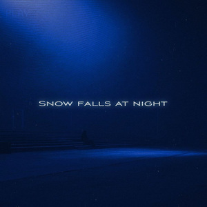 Snow falls at night