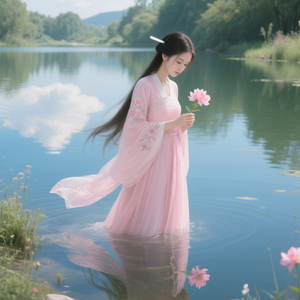 褪成月白色的伞面