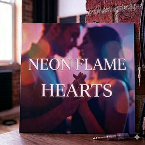 Neon flame hearts