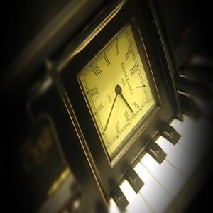 Clock falling on a piano