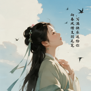 向春风借支羽毛笔，写满快乐送给你