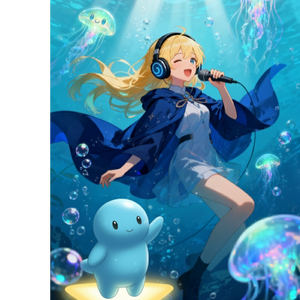 優しい青い人  と 歌う水之星☆、ふわふわ海月✨🌊⭐ by 🪼海月