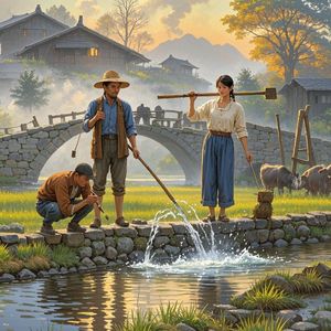 田埂上的兄弟俩