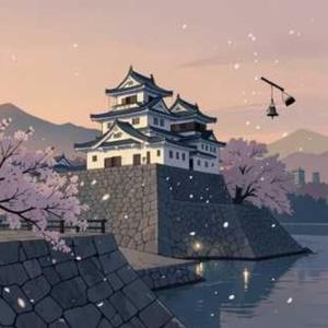彦根桜散る