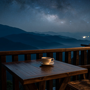 星空の下のカップ