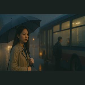 下雨的公車站