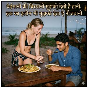 बेईमानी की बिरयानी मुझको देती है हानी, हक़ का हलीम भी मुझको देता है नौजवानी