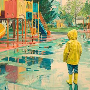 雨の日の公園は、美しい。