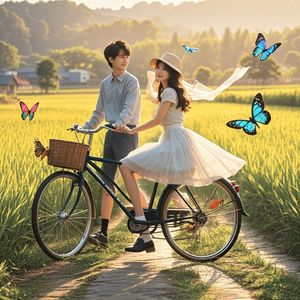 稻田间的单车_汇海