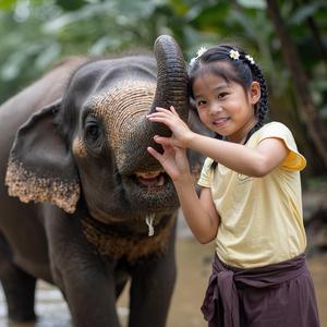 ช้างน้อยอาบน้ำ