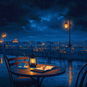 Cobalt Rain on the Observatory Terrace
