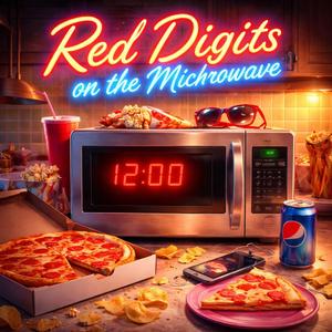 Red digits on the microwave