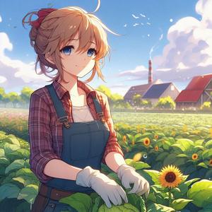 向日葵花田的女人