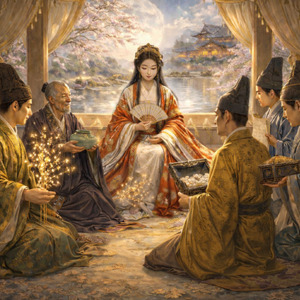 平安時代(794–1185) 竹取物語 高級貴族たちは、かぐや姫に求婚した