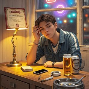 台灯下的叹息-悠然