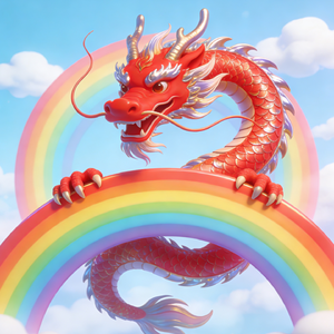 左边画条龙右边画彩虹