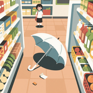 Lost umbrella at the grocery store
