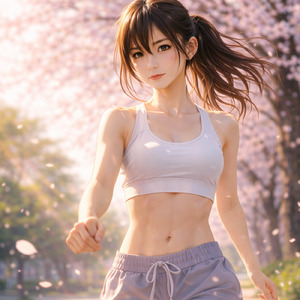 春風に髪をなびかせて、君に近づく腹筋ライン