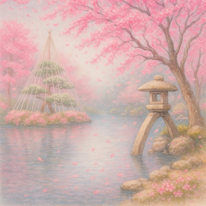 Kenrokuen in Sakura Winds