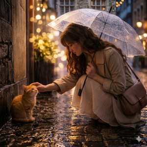雨の街角で見つけた小さな命