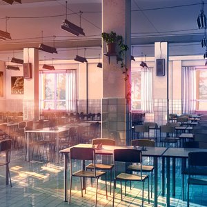 晚自习凉风与花房灯光