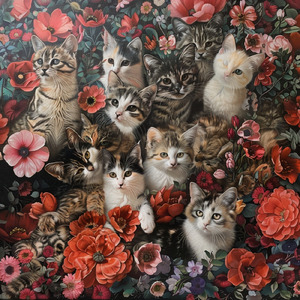 猫と花びらの小道