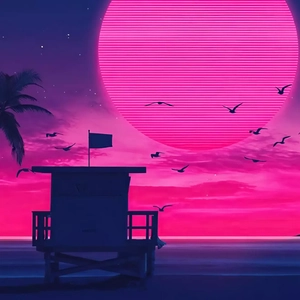 Walking on my purple synthbeach