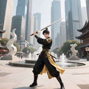 路灯下拉长的影子