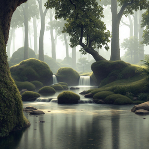 静かな森林の散歩