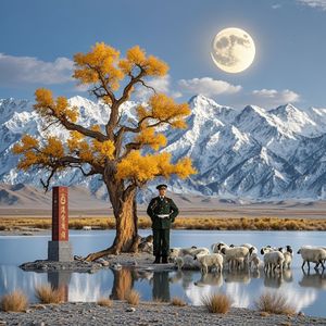 昆仑边的胡杨-悬胆