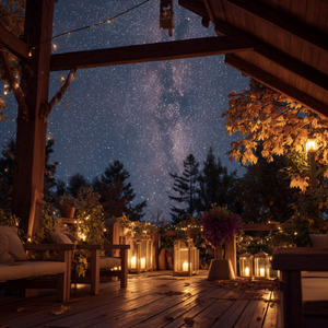 星灯りに包まれるテラス
