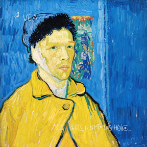 梵高·耳朵上扎绑带叼烟斗的自画像