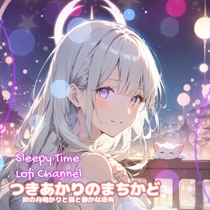 つきあかりのまちかど 秋の月明かりと猫と静かな街角